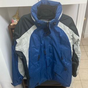 Vintage Wetskins Heavy Waterproof Blue and Black Winter Jacket